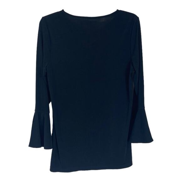 Coldwater Creek Tunic Length Black Top Bell Sleeves Size Small/Medium Petite - Picture 3 of 5